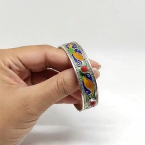 Berber Cuff: Handmade Sterling Silver Enamel Bracelet