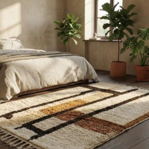 Hand-Knotted Beni Ourain Rug - Authentic Berber Wool, Shag Tribal Carpet