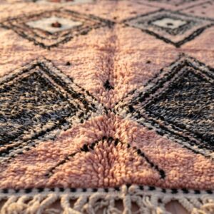 Blush Pink Rug, Beni Ourain Diamond Shag Carpet, Boho Berber Wool Handmade