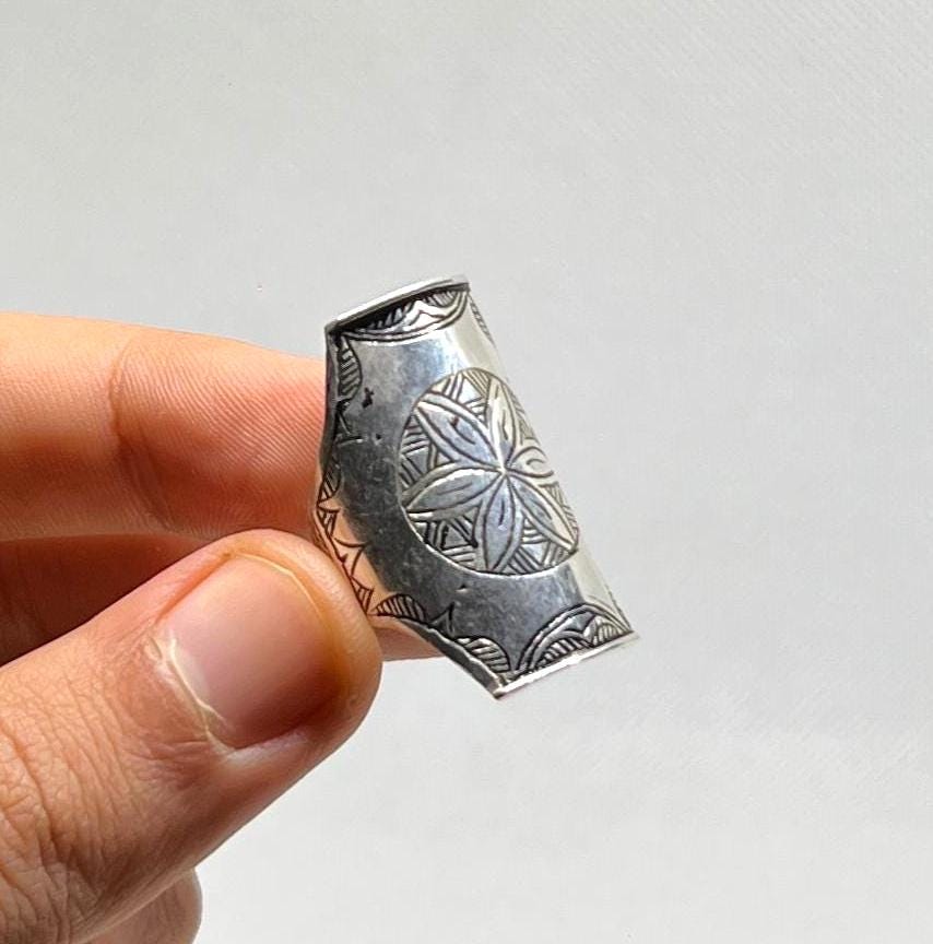 Handmade Berber Sterling Silver Ring: Tuareg African Long Engraved Tribal Ethnic Boho Jewelry