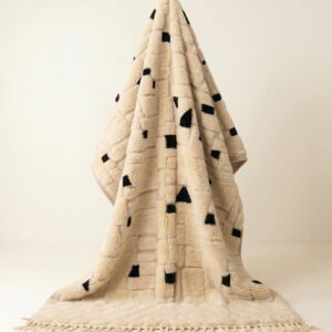 Mrirt Rug - Ivory Black Luxury Wool Rug - Handmade Sculpted Pixel Grid Rug - Ultra Plush Area Rug - Berber Carpet - Multiple Sizes