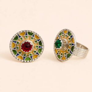 Berber Silver Geometric Ring – Tribal Silver-Toned Adornment