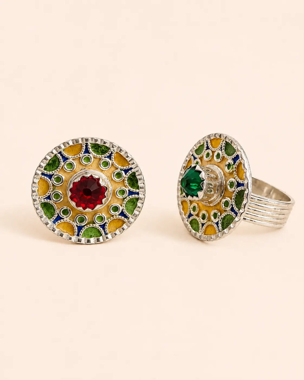 Berber Silver Geometric Ring – Tribal Silver-Toned Adornment