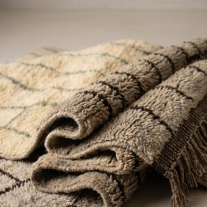 Mrirt Rug - Sandy Brown Luxury Wool Rug - Handmade Abstract Stripe Rug - Ultra Plush Area Rug - Berber Carpet - Multiple Sizes