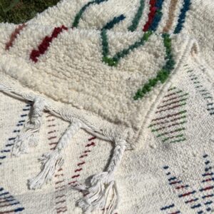 Azilal Rug - Ivory Multicolor Wool Rug - Handmade Tribal Rug - Boho Area Rug Colorful - Zemmour Berber Carpet - Multiple Sizes