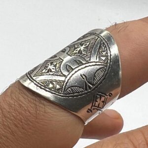 Sterling Silver Berber Amazigh Yaz Ring: Tribal Tuareg Boho Jewelry (Size 10 US)