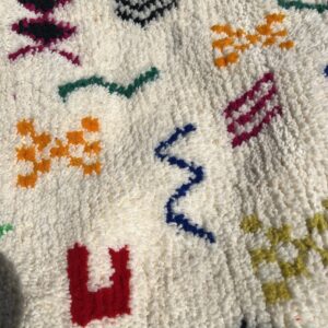 Azilal Rug - Ivory Rainbow Symbol Wool Rug - Handmade Boho Rug - Colorful Berber Carpet - Tribal Area Rug - Multiple Sizes