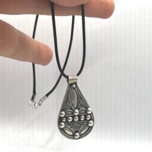 Berber Amulet Sterling Silver Pendant Necklace: Tuareg Cross