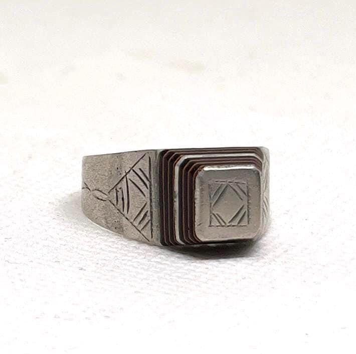 Handmade Antique Silver Tuareg Ring: Ebony Inlay, Size 11
