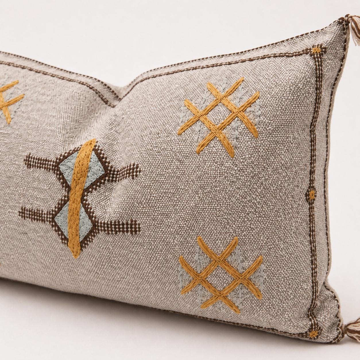 Amazigh Cactus Silk Cover 12x20 Handmade Lumbar Pillow