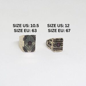 Antique Tuareg Silver Ring Set: Berber Tribal Jewelry, Sizes US 10.5/12
