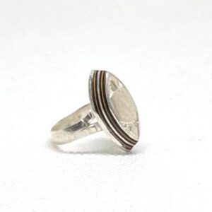 Handmade Amazigh Vintage Sterling Silver Tuareg Ring: Ebony Inlay, Size 7 US, 56 EU