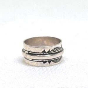 Handmade Sterling Silver Tuareg Band Ring: Engraved Berber Boho Ethnic Tribal Jewelry