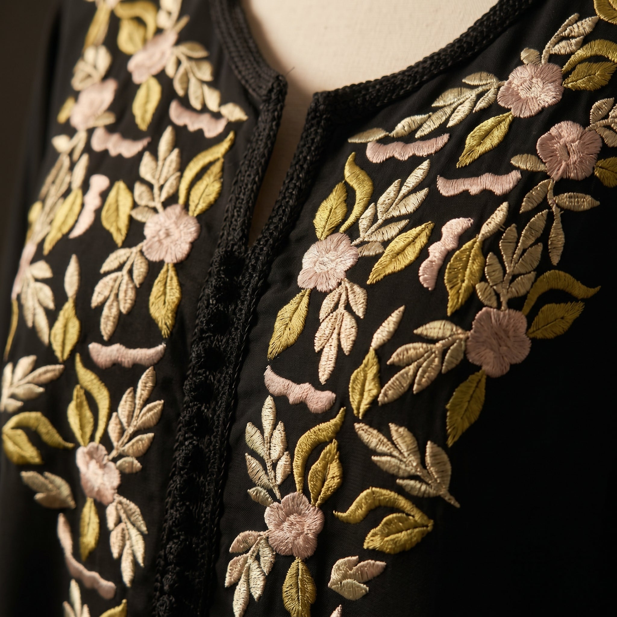 noir Kaftan - Beige Motif Occasion Wear