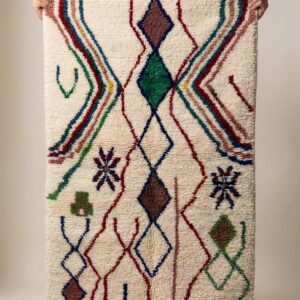 Azilal Rug - Ivory Multicolor Wool Rug - Handmade Tribal Rug - Boho Area Rug Colorful - Zemmour Berber Carpet - Multiple Sizes