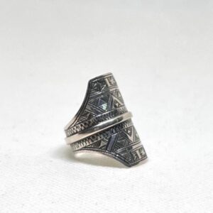 Handmade Berber Sterling Silver Ring: Tribal Engraved Jewelry, US Size 8