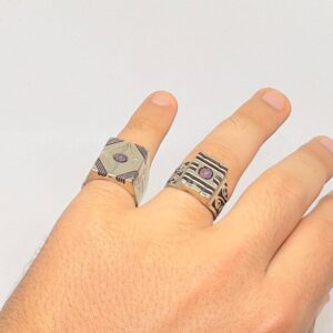 Antique Tuareg Silver Ring Set: Berber Tribal Jewelry, Sizes US 10.5/12