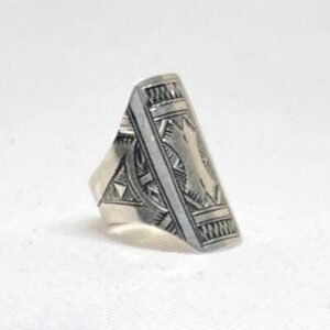 Handmade Berber Sterling Silver Ring: Engraved Boho Tribal Jewelry, Size 8