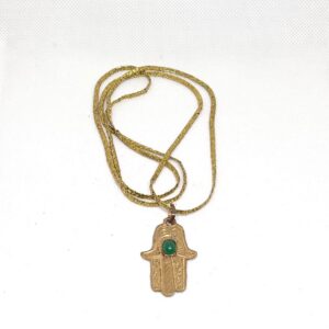 Brass Gold Hamsa Hand Necklace: Evil Eye Protection, Amazigh Jewelry