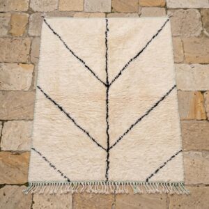 Handmade Berber Carpet Ivory & Black