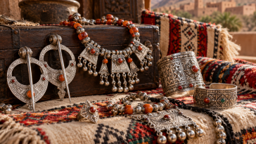 Collection of Amazigh silver jewelry and fibulae
