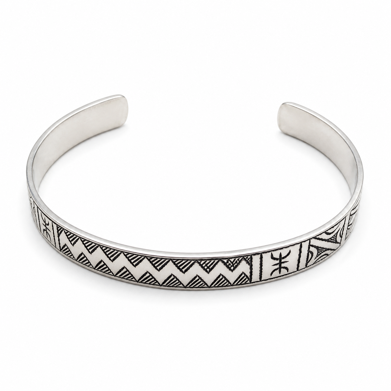 Amazigh 925 Sterling Silver Hand Engraved berbère Bracelet