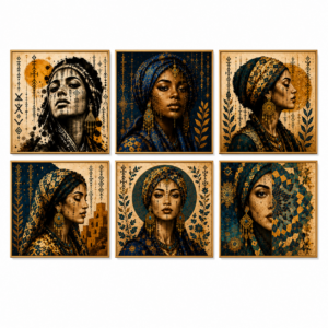 Amazigh affiches Décoration bohème numériques Six Portraits Digital Wall Art