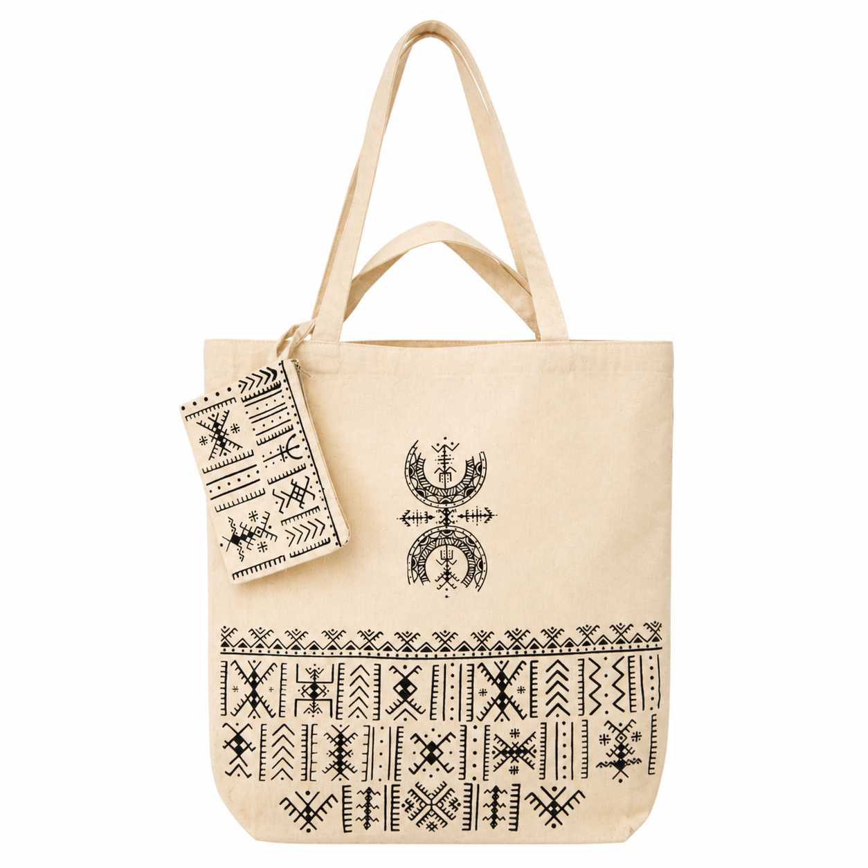 Amazigh AfusArt Cotton Canvas Bag with Symbolic Screen Print