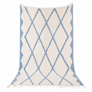 Amazigh AMAN Handwoven White Blue wool 259x152cm Rug
