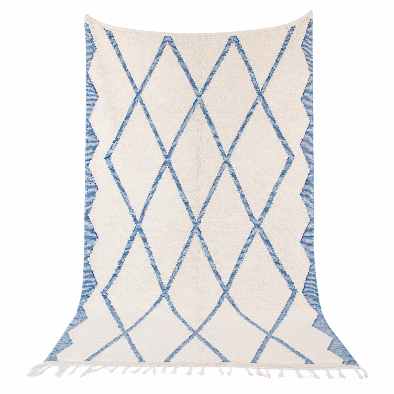 Amazigh AMAN Handwoven White Blue wool 259x152cm Rug