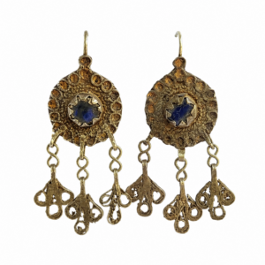 Amazigh Ancient Silver Blue Glass Enamel Tafraoute Earrings