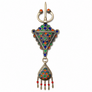 Amazigh Antique beaded Silver fibula for Everyday Personal Jewelry Styling