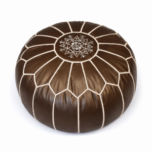 Amazigh Artisanal Faux-Leather Pouffe Handmade Delivered stuffed Pouf