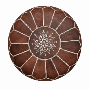 Amazigh Artisanal Leather Handmade Delivered stuffed Ottoman Pouf