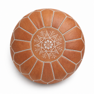 Amazigh Artisanal Leather Pouffe Handmade Delivered stuffed Pouf