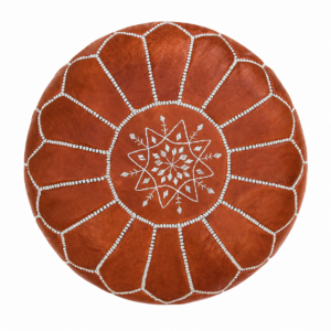 Amazigh Artisanal Leather Pouffe Handmade Delivered stuffed Pouf