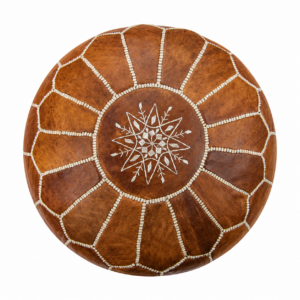 Amazigh Artisanal Leather Pouffe Handmade Delivered stuffed Pouf