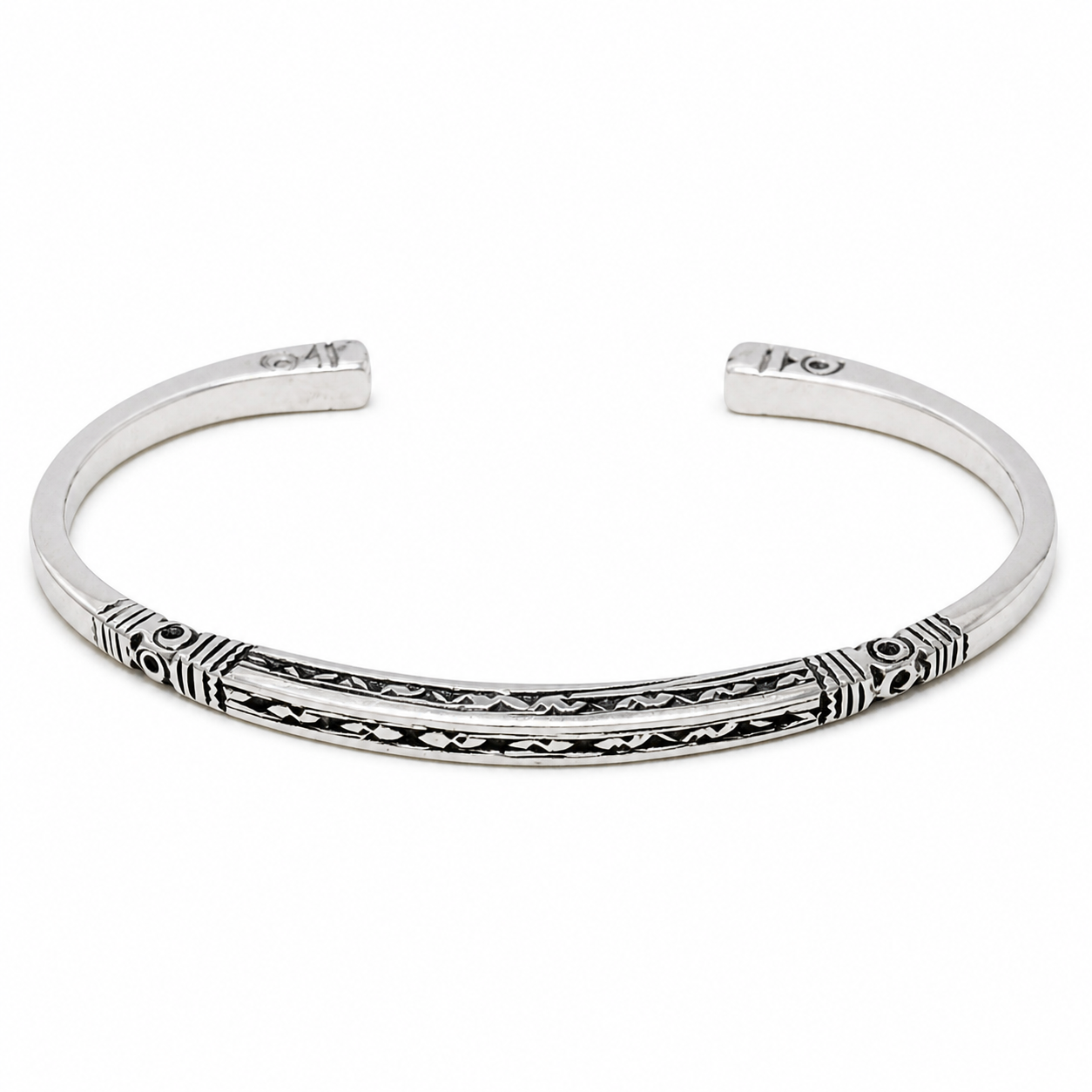 Amazigh Berber gravé Hand-Engraved 925 Silver Adjustable Cuff Bracelet