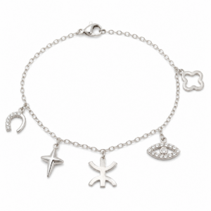 Amazigh Berber Kabyle Yaz Silver Stainless Steel Charm Bracelet