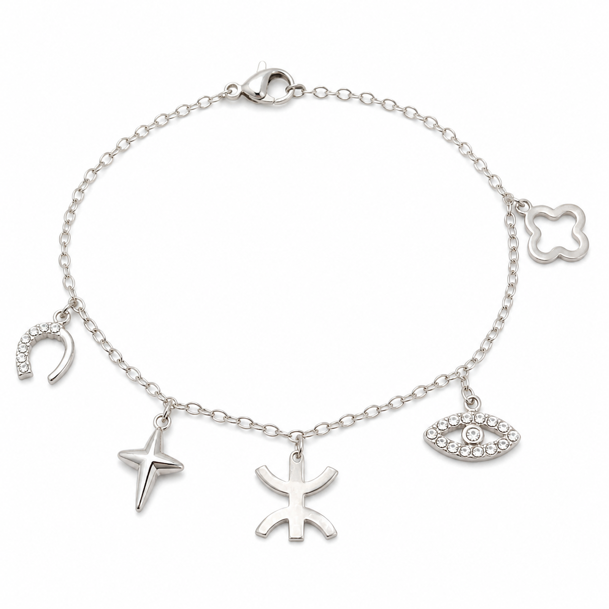 Amazigh Berber Kabyle Yaz Silver Stainless Steel Charm Bracelet