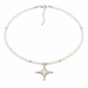 Amazigh Berber Tuareg Southern Cross Beaded Fibula Pendant Necklace