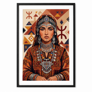 Amazigh Berber Woman Tifinagh Yaz Digital Illustration Wall Art
