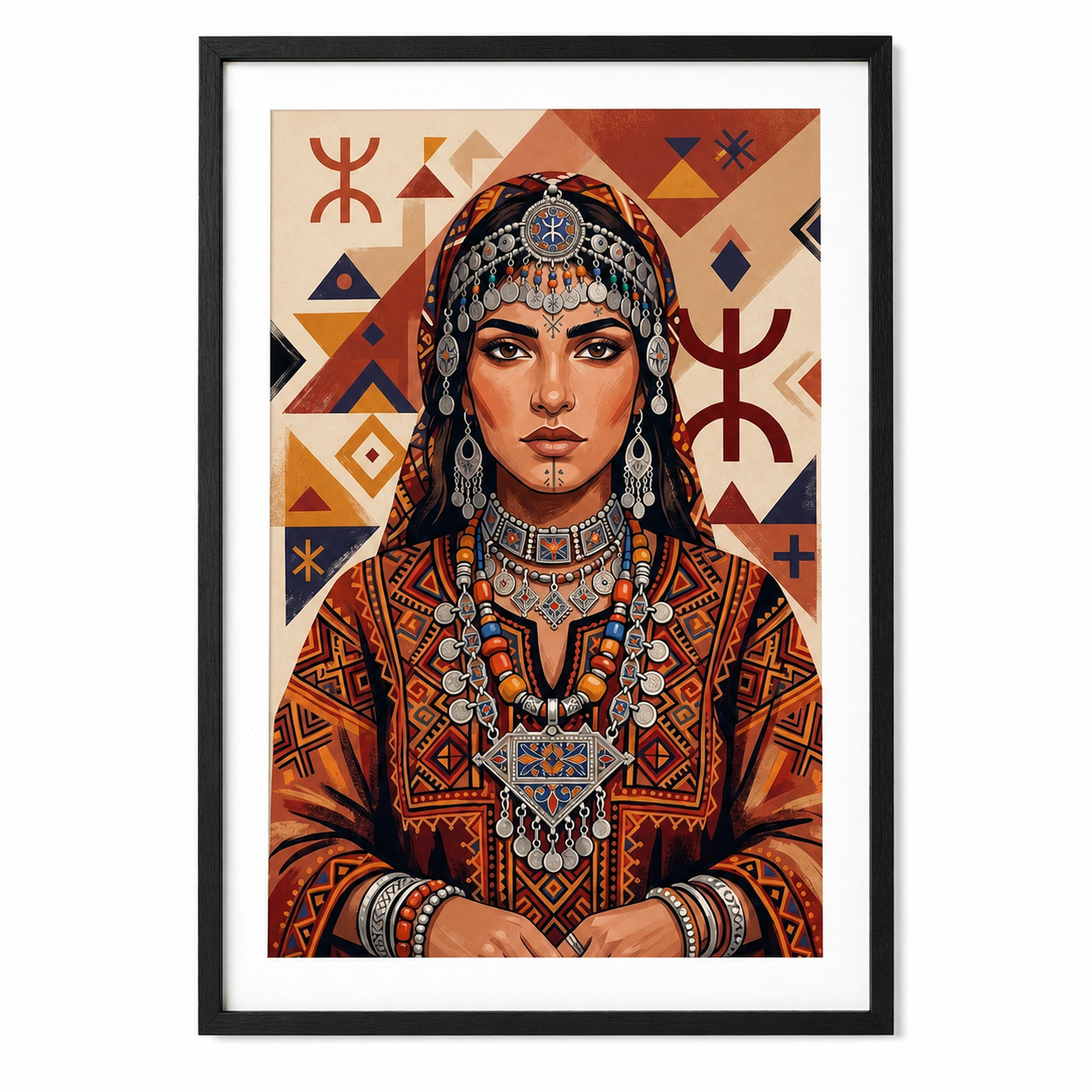 Amazigh Berber Woman Tifinagh Yaz Digital Illustration Wall Art