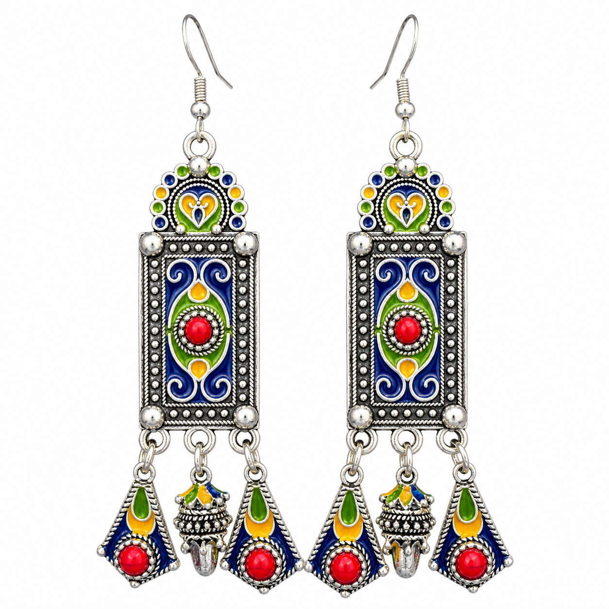 Amazigh Boucles d oreilles kabyles métal argenté Earrings