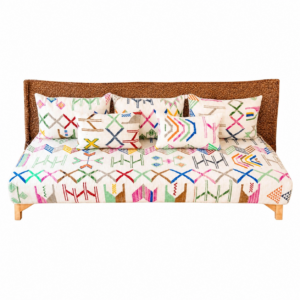 Amazigh Cotton Pouf – White Wool Distinctive Style