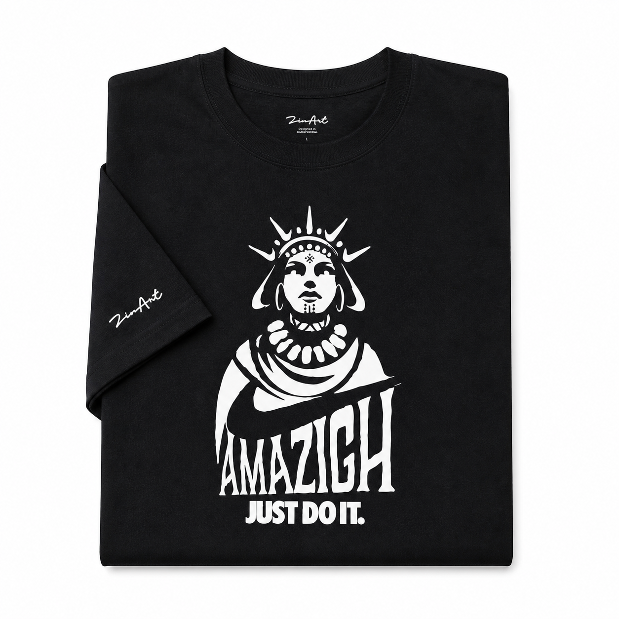 Amazigh Cultural Pride Black Cotton Graphic Streetwear T-Shirt