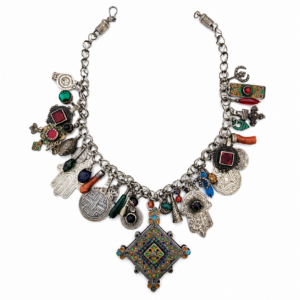 Amazigh Early 20th-Century Silver Necklace with Assorted Pendants
