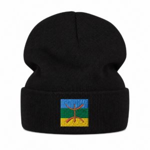 Amazigh Free Men Embroidered Cotton-Blend Beanie – Black