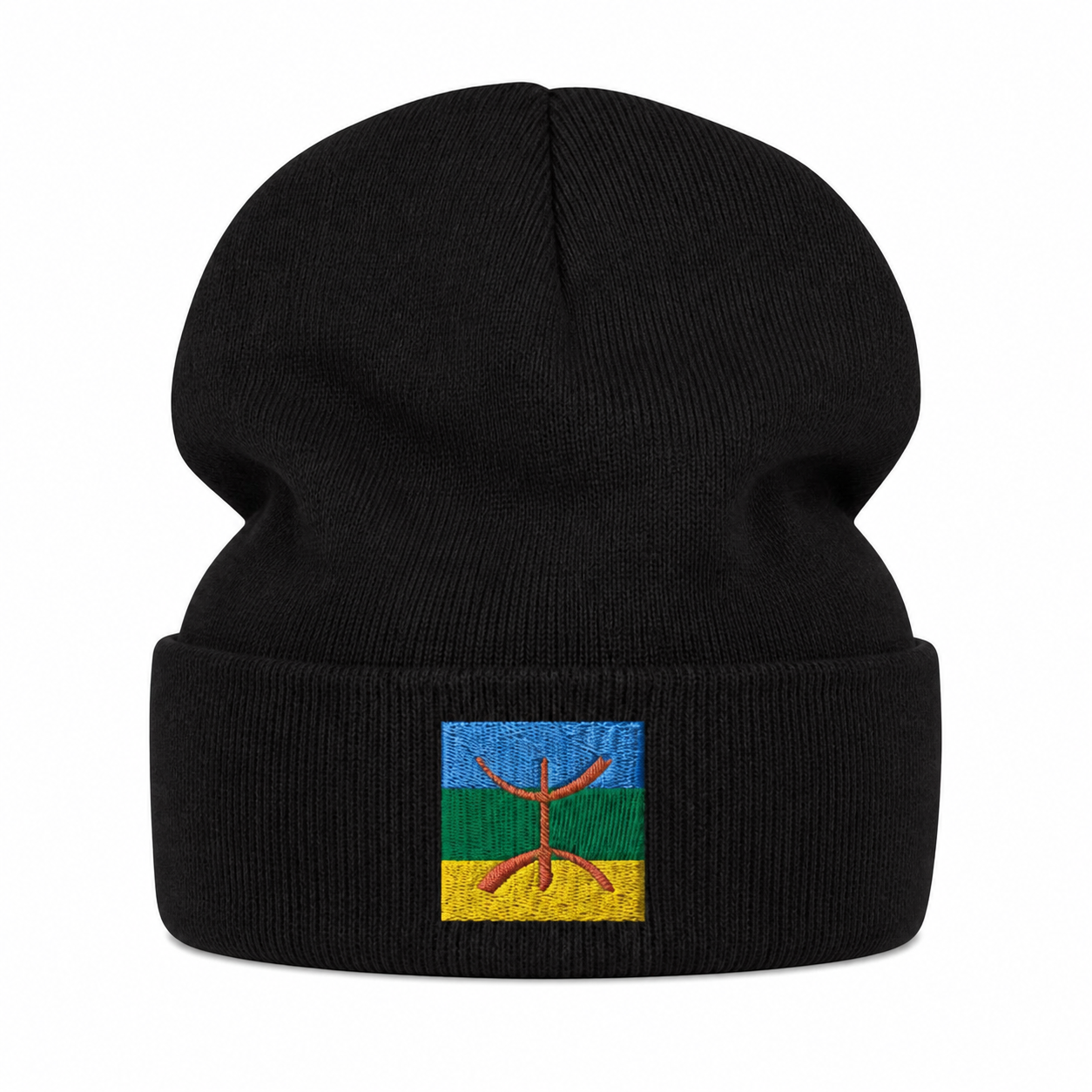 Amazigh Free Men Embroidered Cotton-Blend Beanie - Black