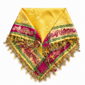 Amazigh Golden Sabniya Wedding Headscarf with Coin Fringe Scarf
